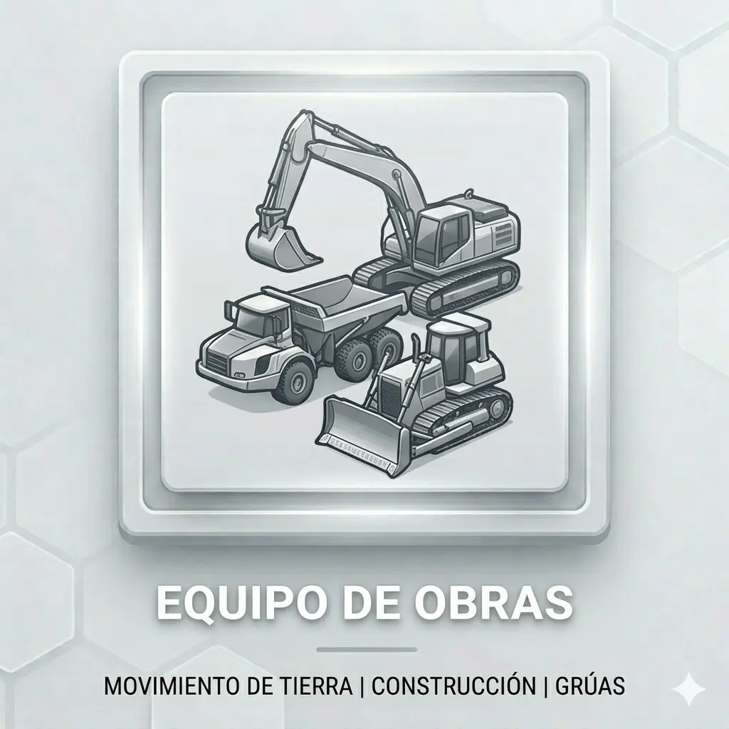 Icono de categoría de neumáticos para equipo de obras, movimiento de tierra, construcción y grúas